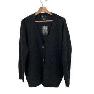 Sutton Studio Women Blac Rib Oversize Cardigan Black M